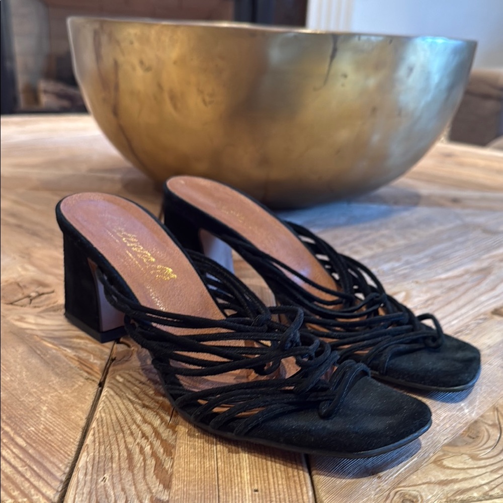 - L’INTERVALLE Elegant Black Strappy Women's sandals Heels 38